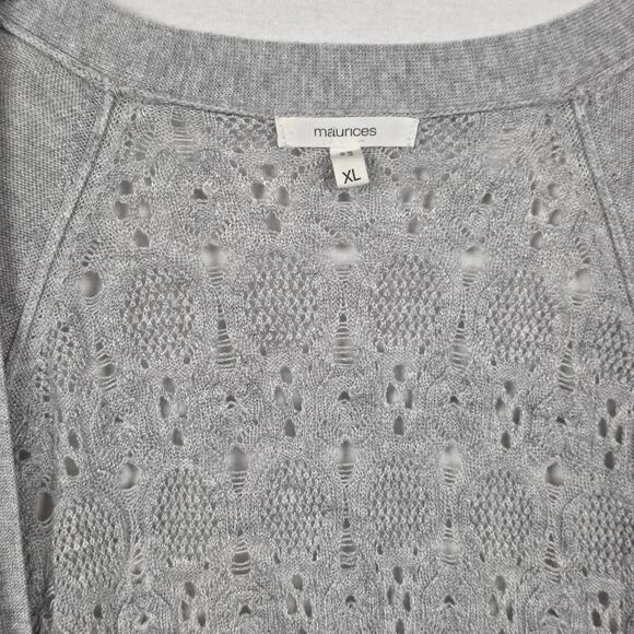 Maurices Gray Open Knit Cardigan Lightweight XL - Picture 3 of 6